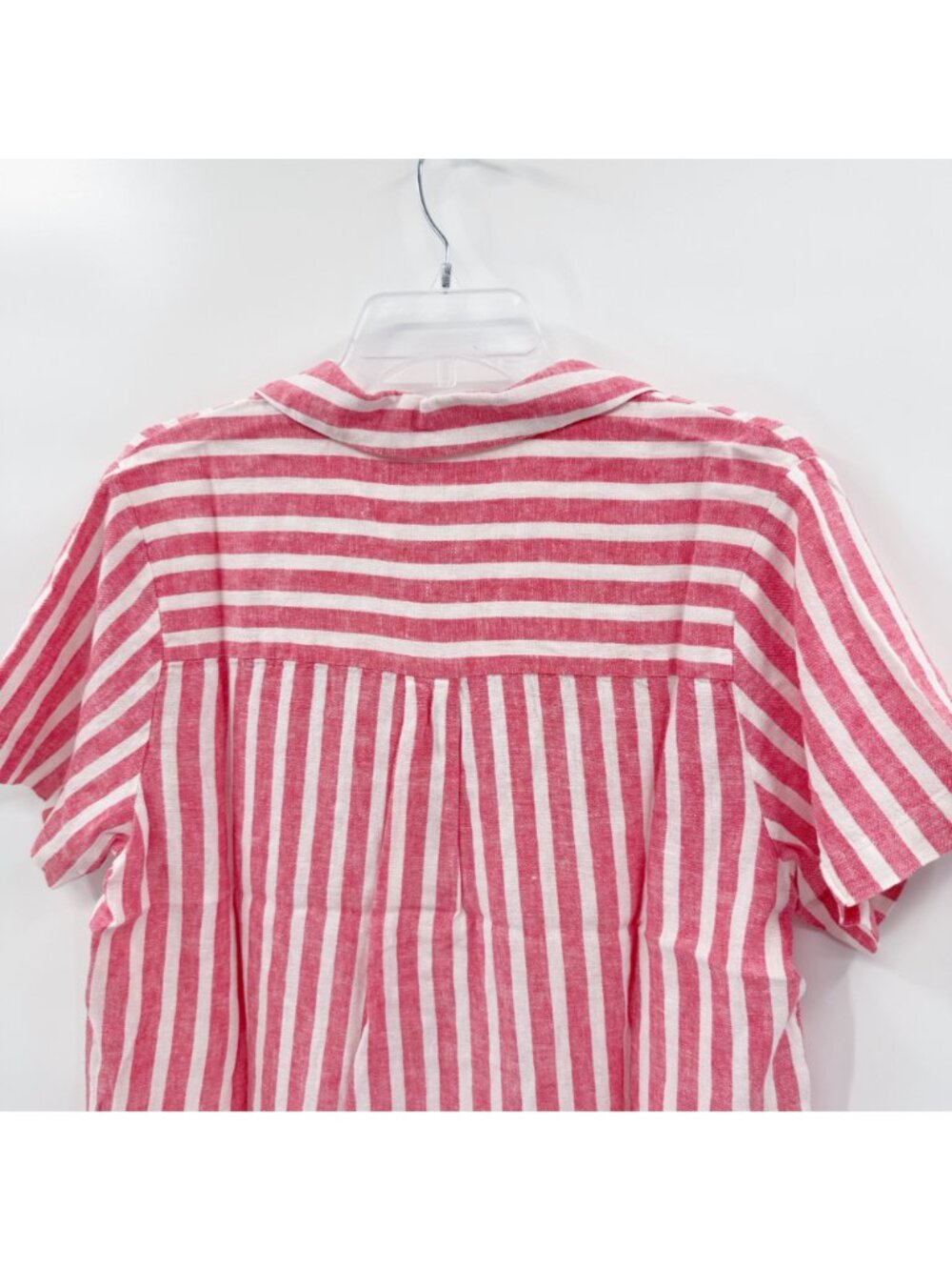 NEW Universal Thread Coral Striped Linen Blend Short Sleeve Button Down Size M - Picture 6 of 7